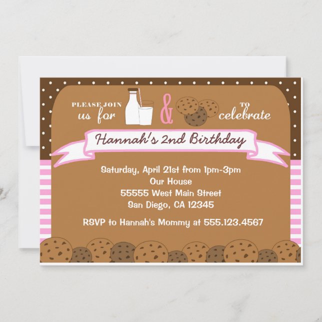 Lait et biscuits Invitations Fête d'anniversaire F (Devant)