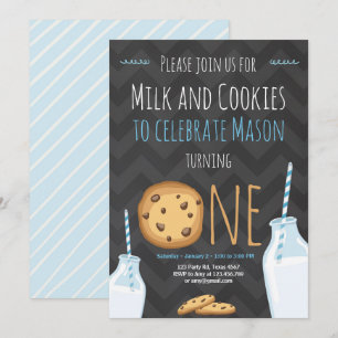 Lait et biscuits Premier anniversaire Invitation G