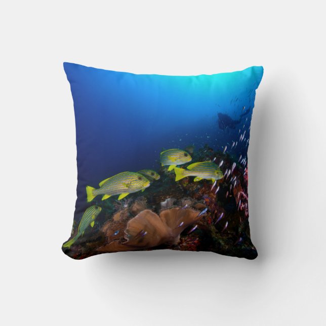 Laja Ampat Underwater 3 Throw Pillow (Front)