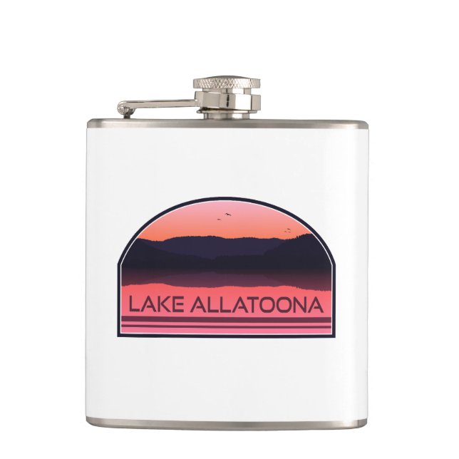 Lake Allatoona Georgia Red Sunrise Hip Flask (Front)