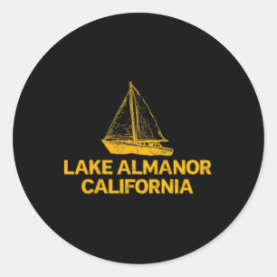 Lake Almanor California Outdoors Vintage Front And Classic Round Sticker
