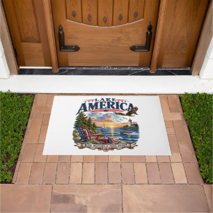 Lake America Sunset Patriotic Eagle Doormat