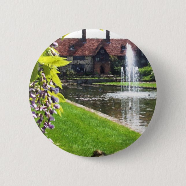 Lake and Fountain at RHS Wisley 2 Inch Round Button (Front)