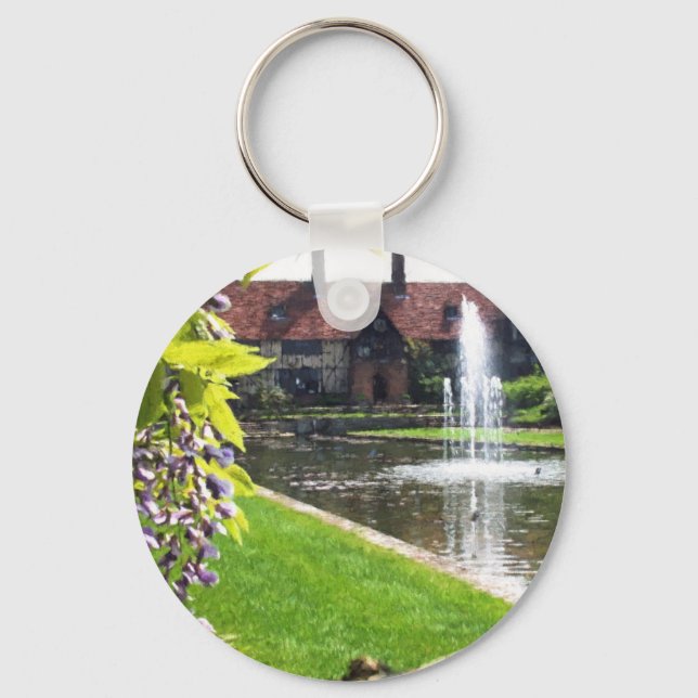 Lake and Fountain at RHS Wisley Keychain (Front)