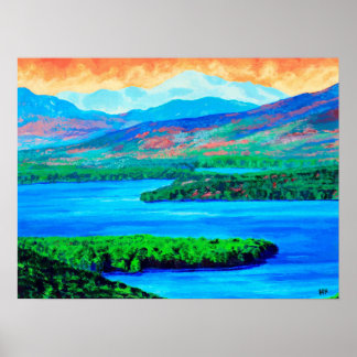 Lake and Mountains painting poster