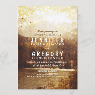 Lake and Mountains Rustic Rehearsal Dinner Invitation