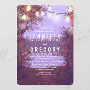 Lake and String Lights Outdoor Wedding Invitation