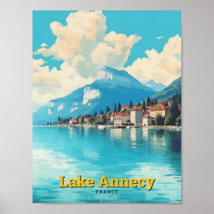 Lake Annecy France Vintage Travel Poster