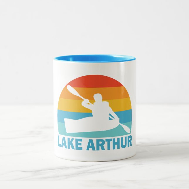 Lake Arthur Pennsylvania Kayak Two-Tone Coffee Mug (Center)