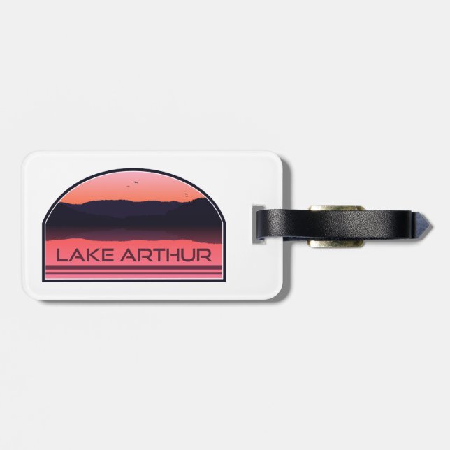 Lake Arthur Pennsylvania Red Sunrise Luggage Tag (Back Horizontal)