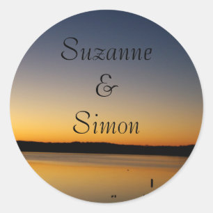 Lake at Sunrise Classic Round Sticker