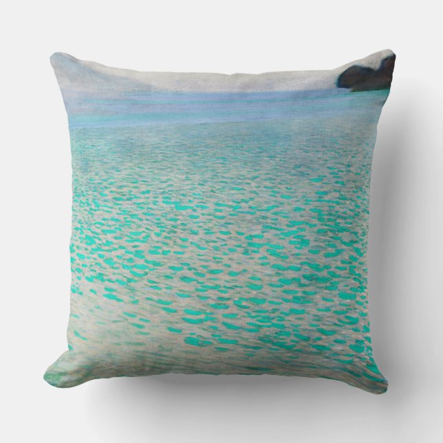 Lake Atter, Gustav Klimt Throw Pillow (Front)