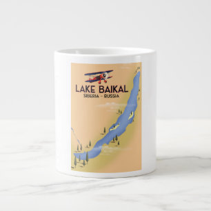 Lake Baikal Siberia Russian travel poster Map Large Coffee Mug