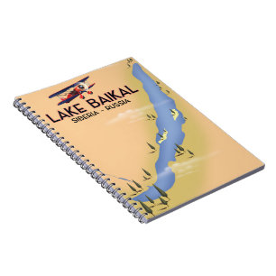 Lake Baikal Siberia Russian travel poster Map Notebook