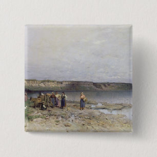 Lake Balaton with the Shore of Akarattya, 1885 2 Inch Square Button