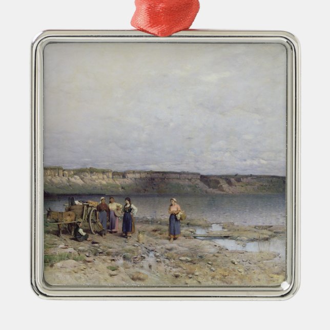 Lake Balaton with the Shore of Akarattya, 1885 Metal Ornament (Front)