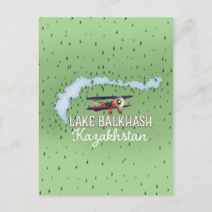 Lake Balkhash Kazakhstan lake map Postcard
