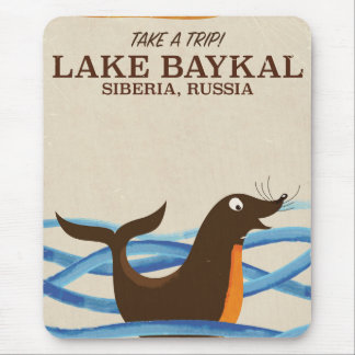 lake Baykal seal Vintage travel poster Mouse Pad