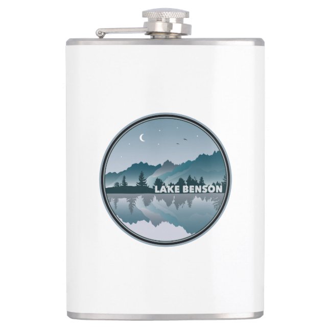 Lake Benson North Carolina Reflection Hip Flask (Front)