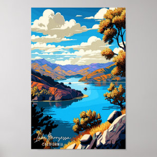Lake Berryessa California USA Travel Illustration Poster