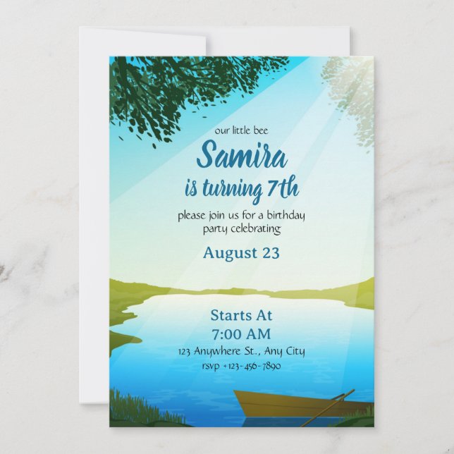 Lake Birthday invitation template River bday (Front)