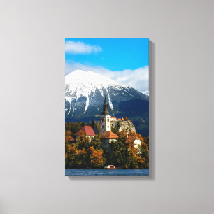 Lake Bled landscape in autumn Canvas Print