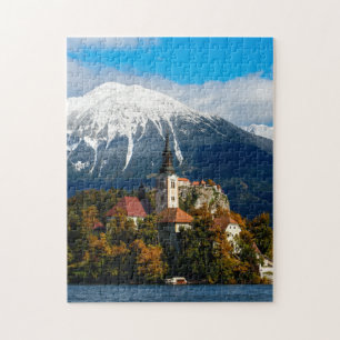 Lake Bled landscape in autumn Jigsaw Puzzle