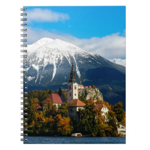 Lake Bled landscape in autumn Notebook
