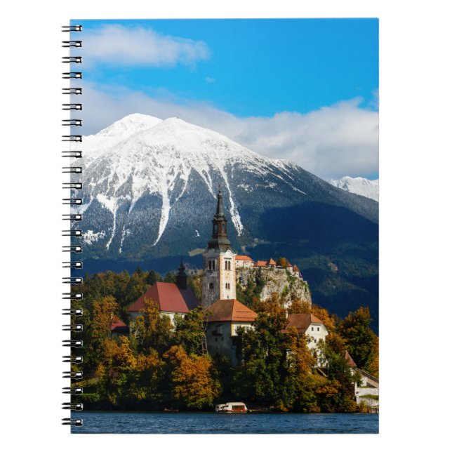 Lake Bled landscape in autumn Notebook (Front)