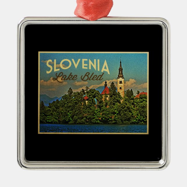 Lake Bled Slovenia Metal Ornament (Front)