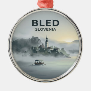 Lake Bled Slovenia Metal Ornament