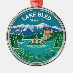 Lake Bled Slovenia Metal Ornament