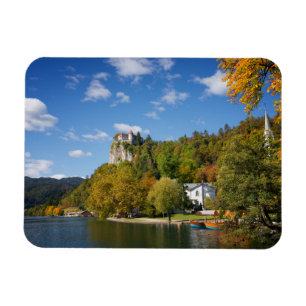 Lake Bled with trees in autumn colours in Slovenia Magnet