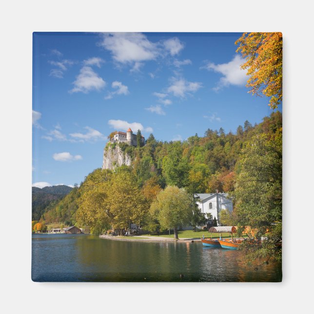 Lake Bled with trees in autumn colours in Slovenia Magnet (Front)