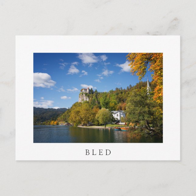 Lake Bled with trees in autumn colours in Slovenia Postcard (Front)