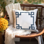 Lake Blue and White Greek Key | Editable Colours Outdoor Pillow<br><div class="desc">Design your own custom throw pillow in any colour combination to perfectly coordinate with your home decor in any room! Use the design tools to change the background colour and the Greek key border colour, or add your own text to include a name, monogram initials or other special text. Every...</div>