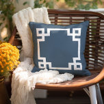 Lake Blue and White Greek Key | Editable Colours Outdoor Pillow<br><div class="desc">Design your own custom throw pillow in any colour combination to perfectly coordinate with your home decor in any room! Use the design tools to change the background colour and the Greek key border colour, or add your own text to include a name, monogram initials or other special text. Every...</div>