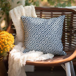 Lake Blue and White Greek Key Pattern Outdoor Pillow<br><div class="desc">Design your own custom throw pillow in any colour to perfectly coordinate with your home decor in any room! Use the design tools to change the background colour behind the white Greek key pattern, or add your own text to include a name, monogram initials or other special text. Every pillow...</div>