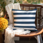 Lake Blue and White Stripes Outdoor Pillow<br><div class="desc">Design your own custom throw pillow in any colour to perfectly coordinate with your home decor in any room! Use the design tools to change the background colour behind the white horizontal stripe pattern, or add your own text to include a name, monogram initials or other special text. Every pillow...</div>