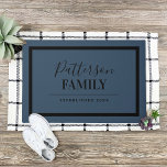 Lake Blue Family Monogram Doormat<br><div class="desc">Modern minimalist doormat personalized with your name monogram,  family established date or other custom text. Click the Customize It button to choose any background colour,  change fonts,  add your own text and photos to match your unique style.</div>