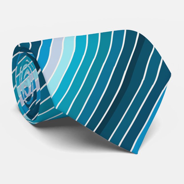 Lake Blue Stripes Men's Fashion Tie (Rolled)