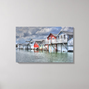 Lake boathouses canvas print
