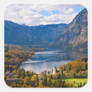 Lake Bohinj in Slovenia in autumn Square Sticker