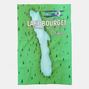Lake Bourget France beautiful travel poster Kitchen Towel