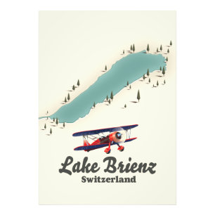 Lake Brienz Switzerland map Photo Print