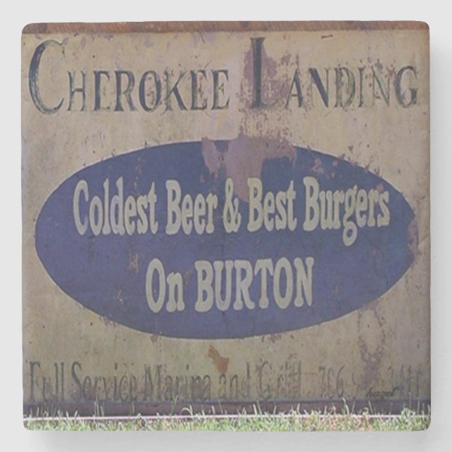 Lake Burton Cherokee Landing Marble Stone Coaster. Stone Coaster (Front)