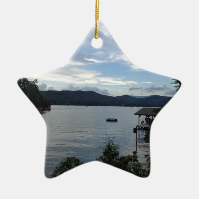 Lake Burton View Ceramic Ornament (Front)