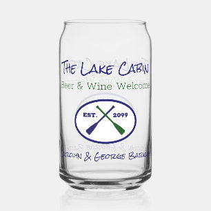 Lake Cabin Cottage House Beer Can Glass