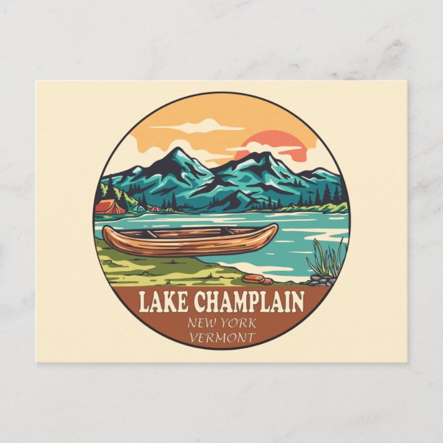 Lake Champlain Boating Fishing Emblem Postcard (Front)