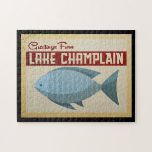 Lake Champlain Fish Vintage Travel Jigsaw Puzzle